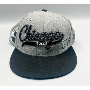 Chicago Bulls Mitchell & Ness Hardwood Classics SnapBack Wool Hat Cap Grey Black